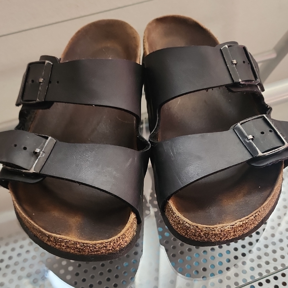Birkenstock Brown Dark Leather Sandals - Picture 4 of 13